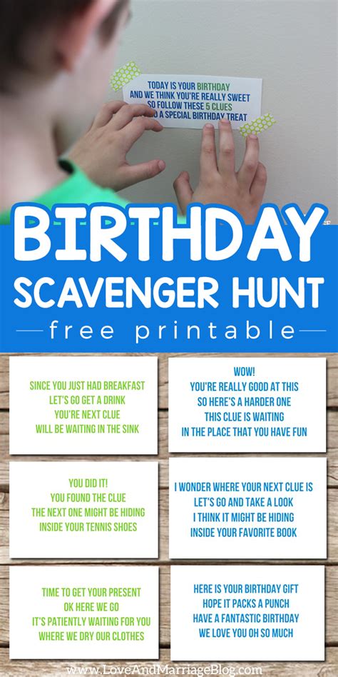 Printable Birthday Scavenger Hunt